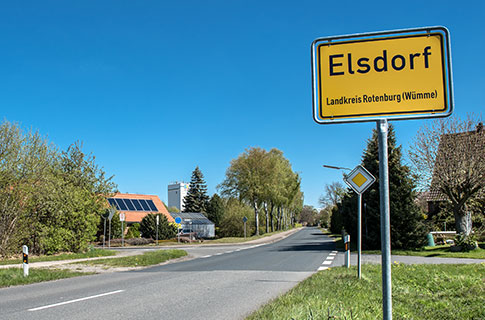 Orteingangsschild Elsdorf in Niedersachsen